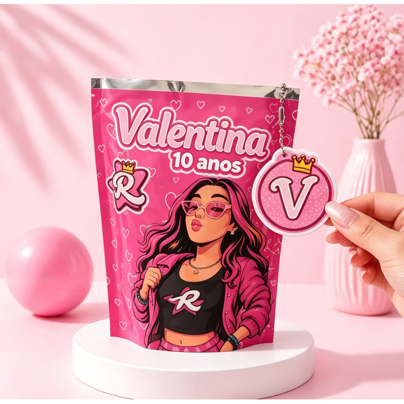 Saquinho Ziplock Emilly Vick Personalizado 10x15cm | Lembrancinha Personalizada para Festa / Saquinho Metalizado Ziplock