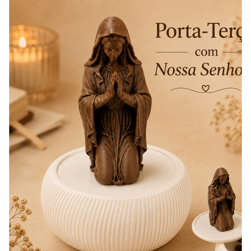 Porta Terço com Nossa Senhora | Caixa Religiosa Decorativa | Porta Joias | Presente Católico