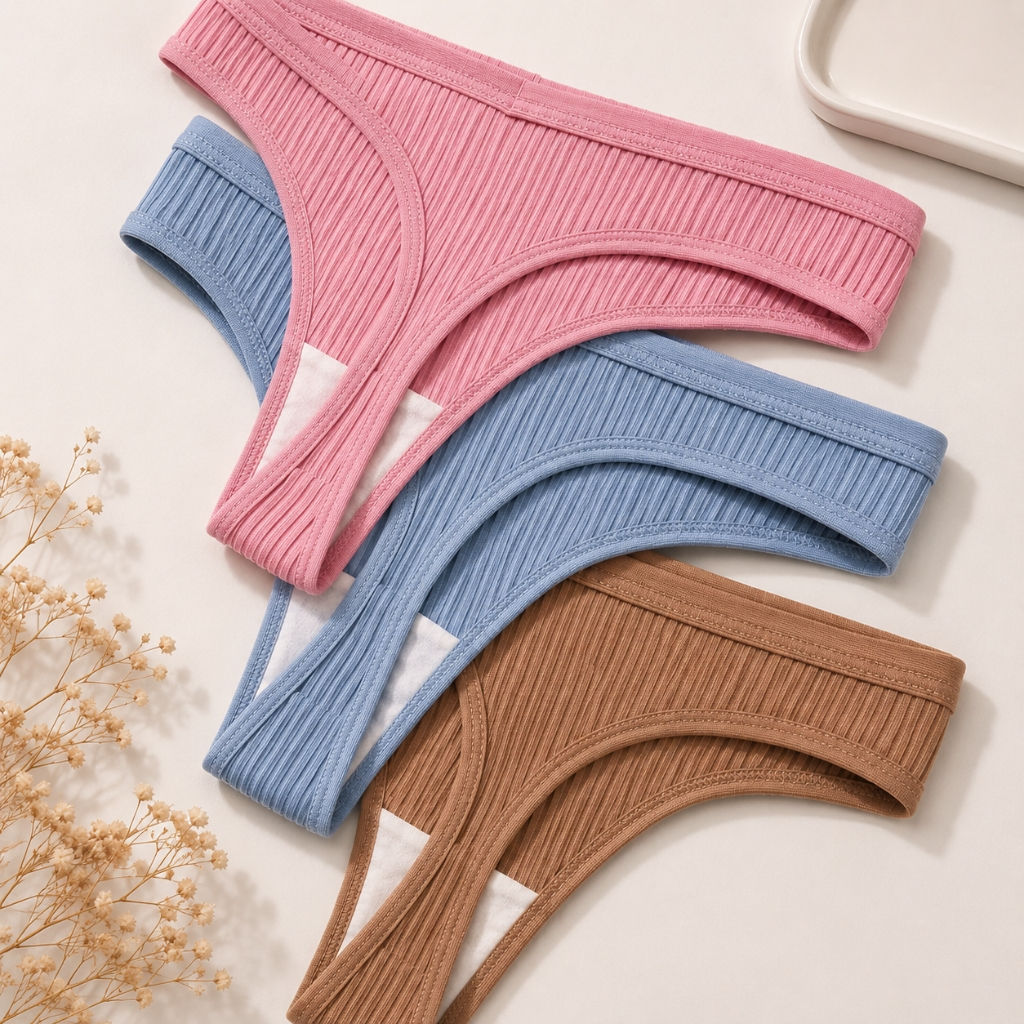 Kit 5 e 10 Calcinhas Fio Dental Algodão Canelado Feminina Tanga Conforto Sexy
