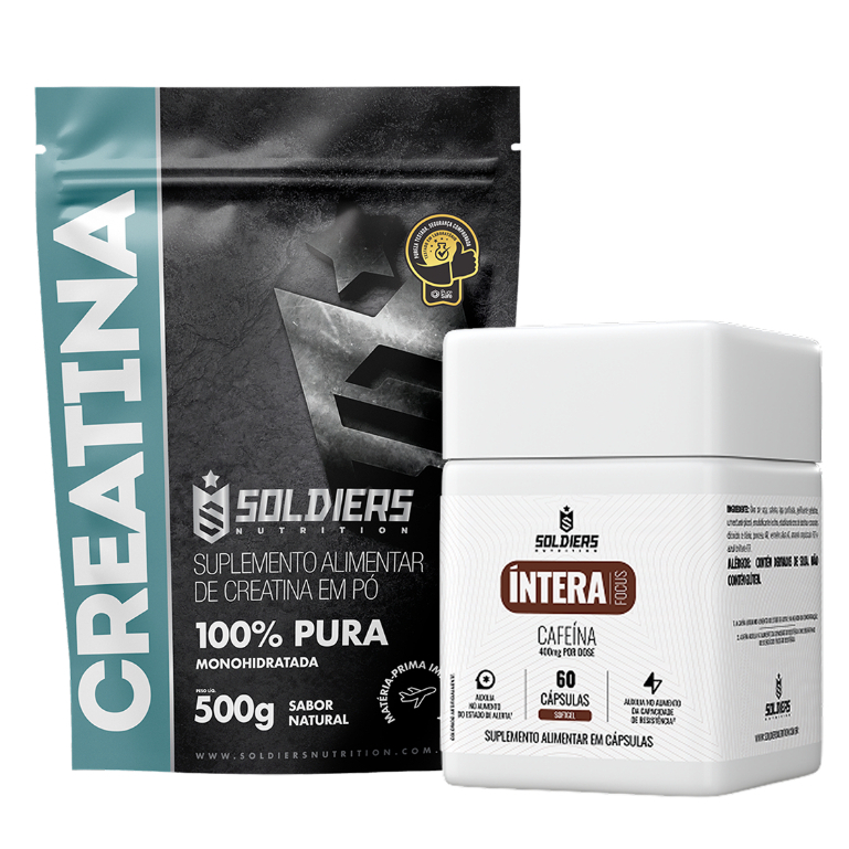 Kit Creatina Monohidratada 500g + Cafeína 60 Cáps Íntera Focus - Soldiers Nutrition