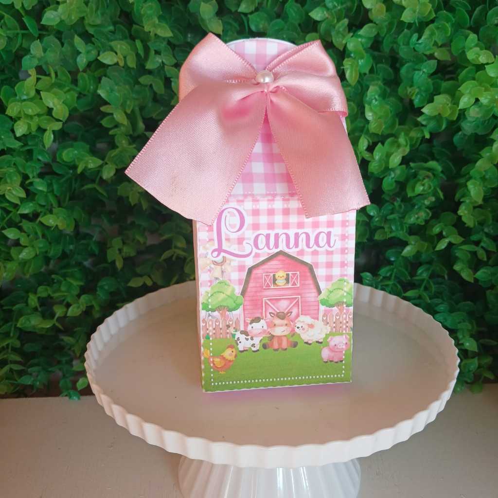 Caixa milk personalizada Festa Infantil FAZENDINHA ROSA MENINA, Lembrancinha, aniversário, mimo, decoração