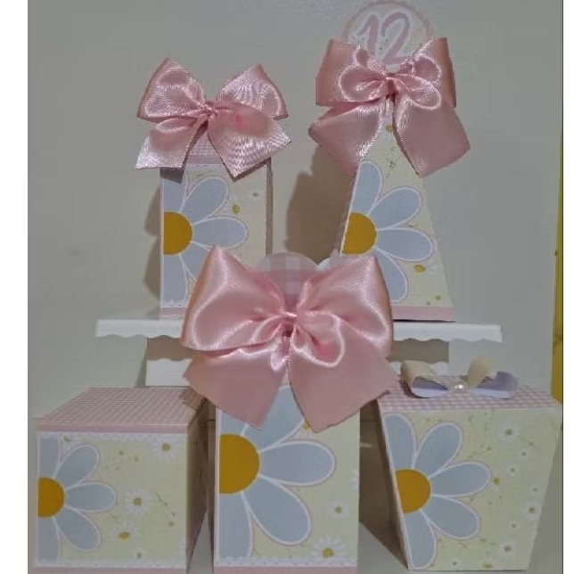 Kit Caixinhas Personalizada Margarida-Festa Infantil-Lembrancinhas para festa-Papelaria Personalizada-PEGUE e MONTE