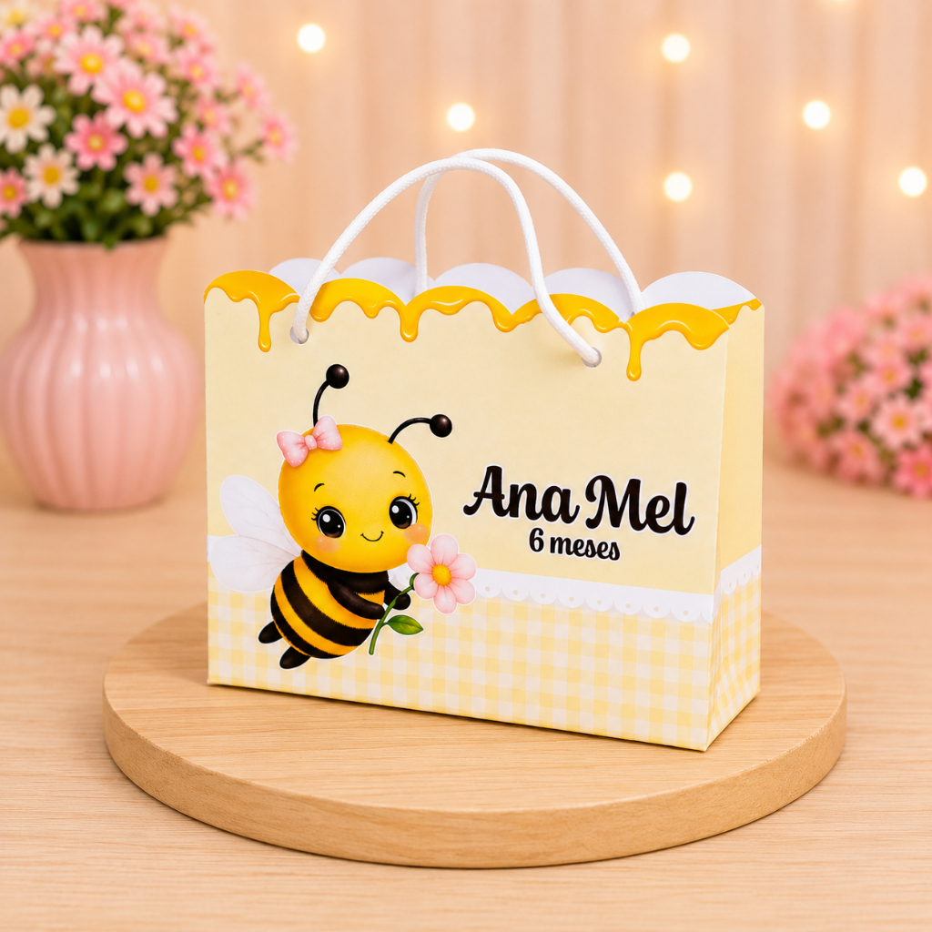 Sacolinha Surpresa Abelhinha Personalizada - Lembrancinhas Personalizada - Festa Infantil - Festa de Aniversário