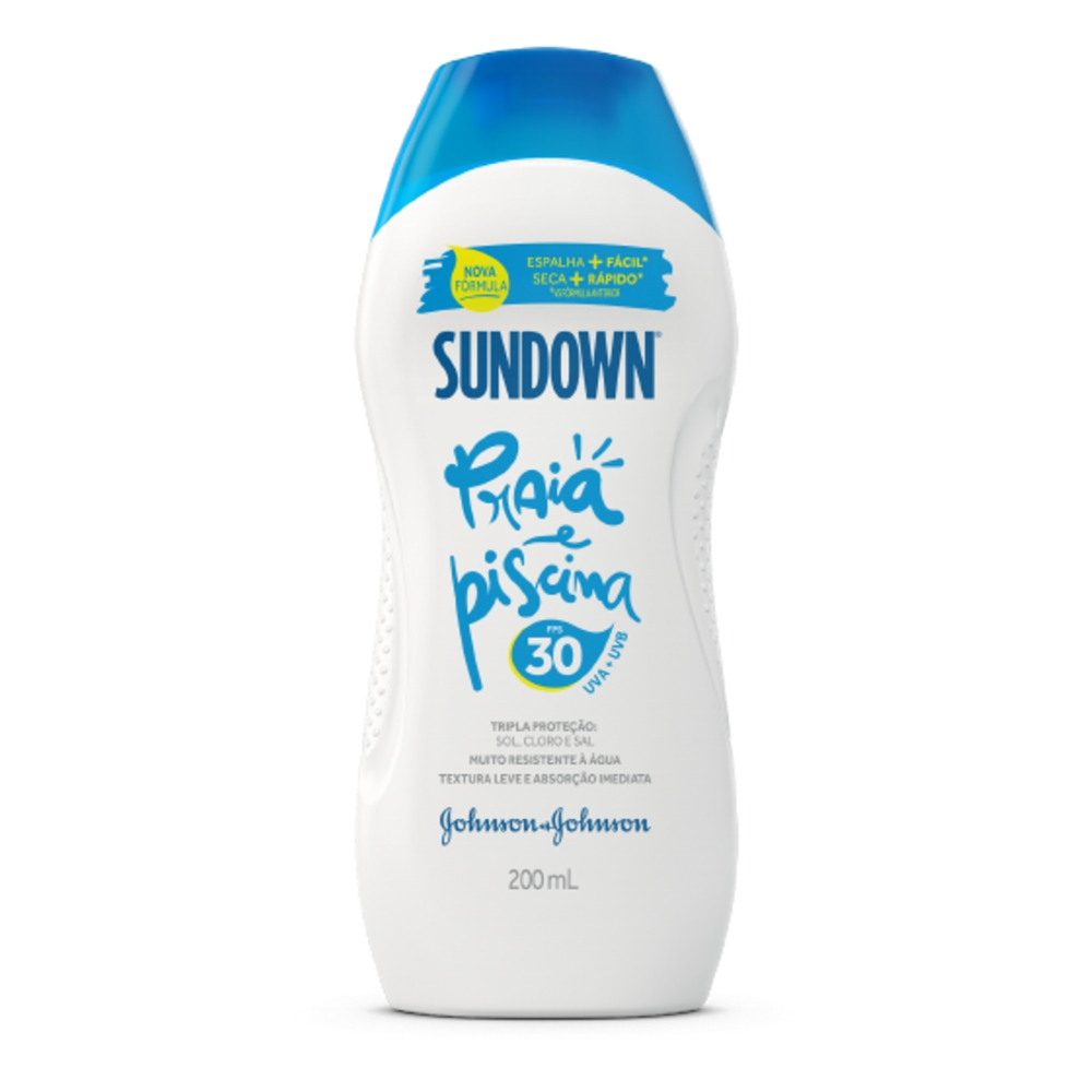 Protetor Solar Corpo e Rosto SUNDOWN® Praia e Piscina FPS 30, 200mL