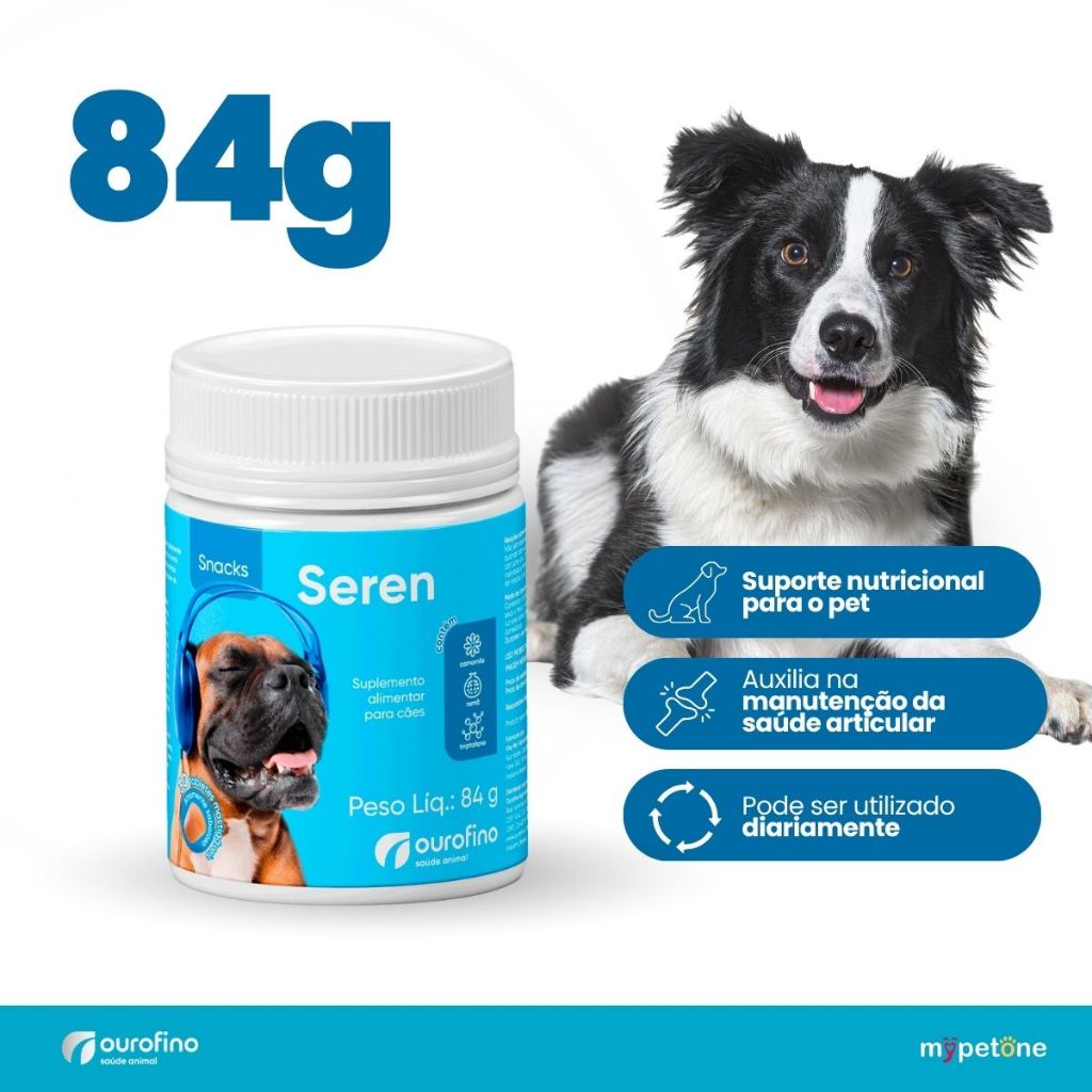 Seren Snacks Ourofino 84g 30 Tabs Cães Antiestresse Triptofano Magnezio
