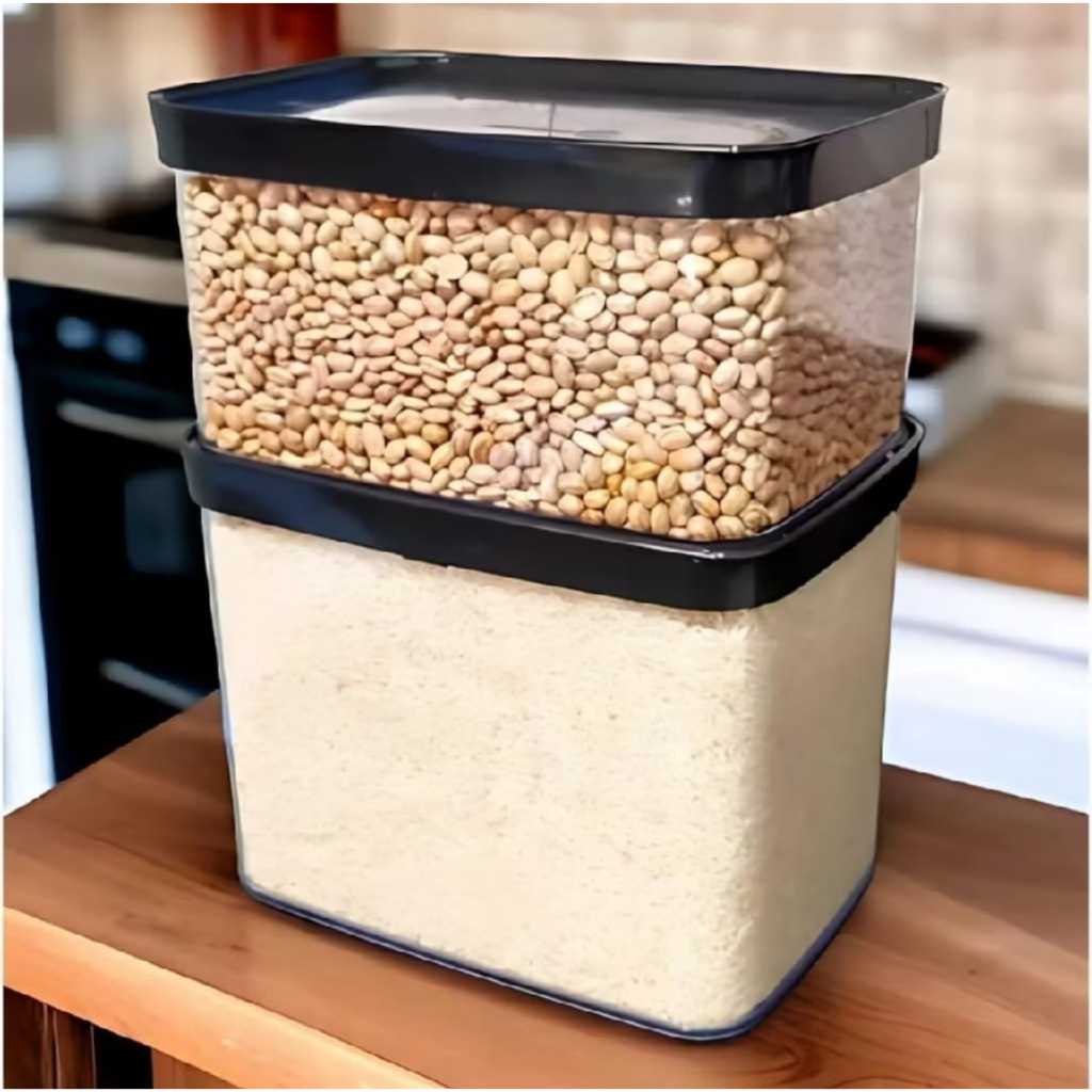 Jogo 2 Potes Hermeticos Mantimentos 4l Arroz E 2.5l