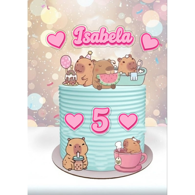 TOPO DE BOLO PERSONALIZADO TEMA CAPIVARA / topper capivara / pronto para uso