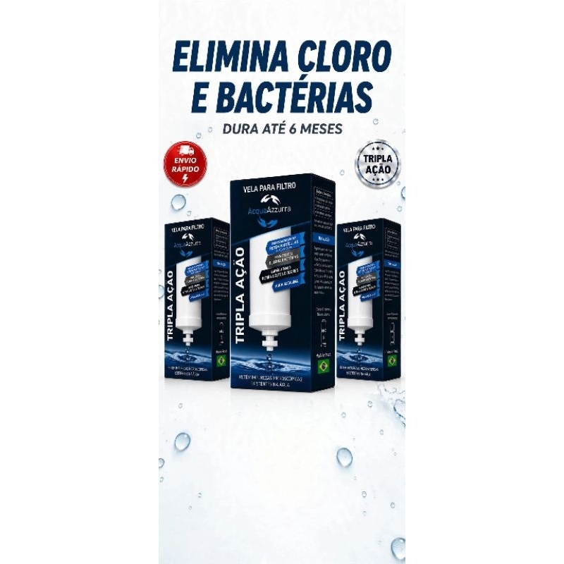 Kit Vela para Filtro de Barro Acqua Azzurra | Elimina Cloro e Bactérias | Dura 6 meses