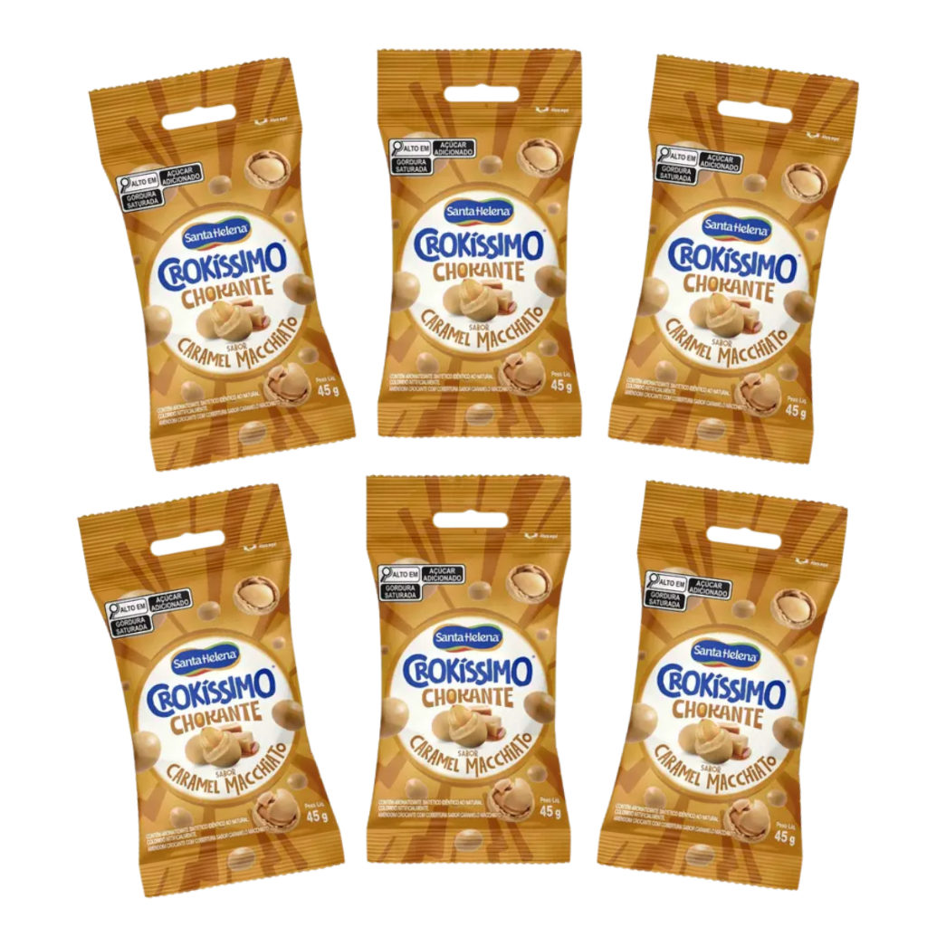 Kit 6un Amendoim Crokíssimo Chokante Santa Helena Caramel Macchiato