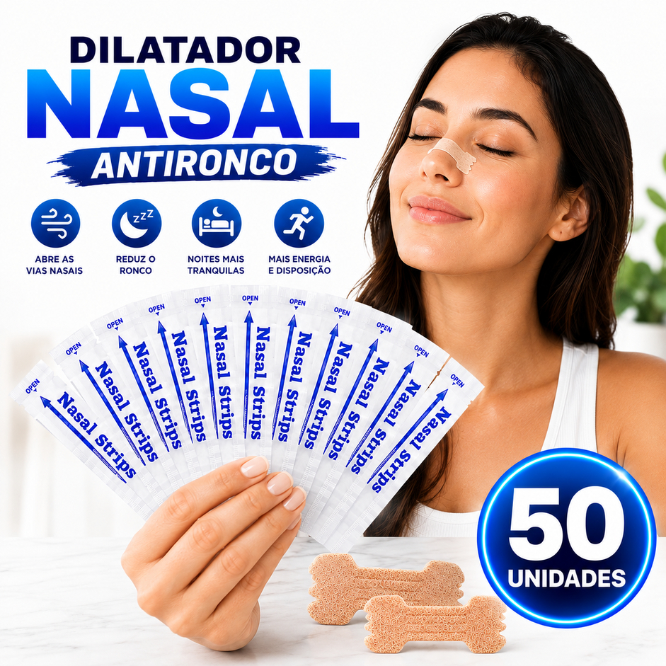 50 Unidades Dilatador Nasal Anti Ronco Tira Nasal Adesiva Melhora no Sono