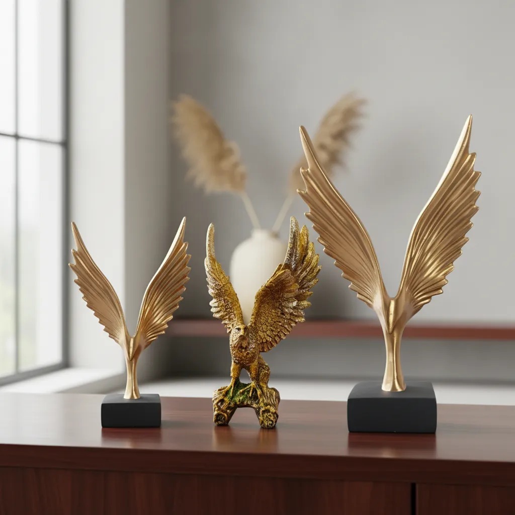 Enfeite Águia em Resina Estátua de Luxo para Decoração de Rack Estante Mesa ou Escritório