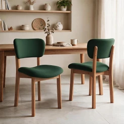 Kit 02 Cadeiras Para Sala de Jantar Cozinha Living Estofada Dara L02 Suede Verde Musgo - Lyam Decor