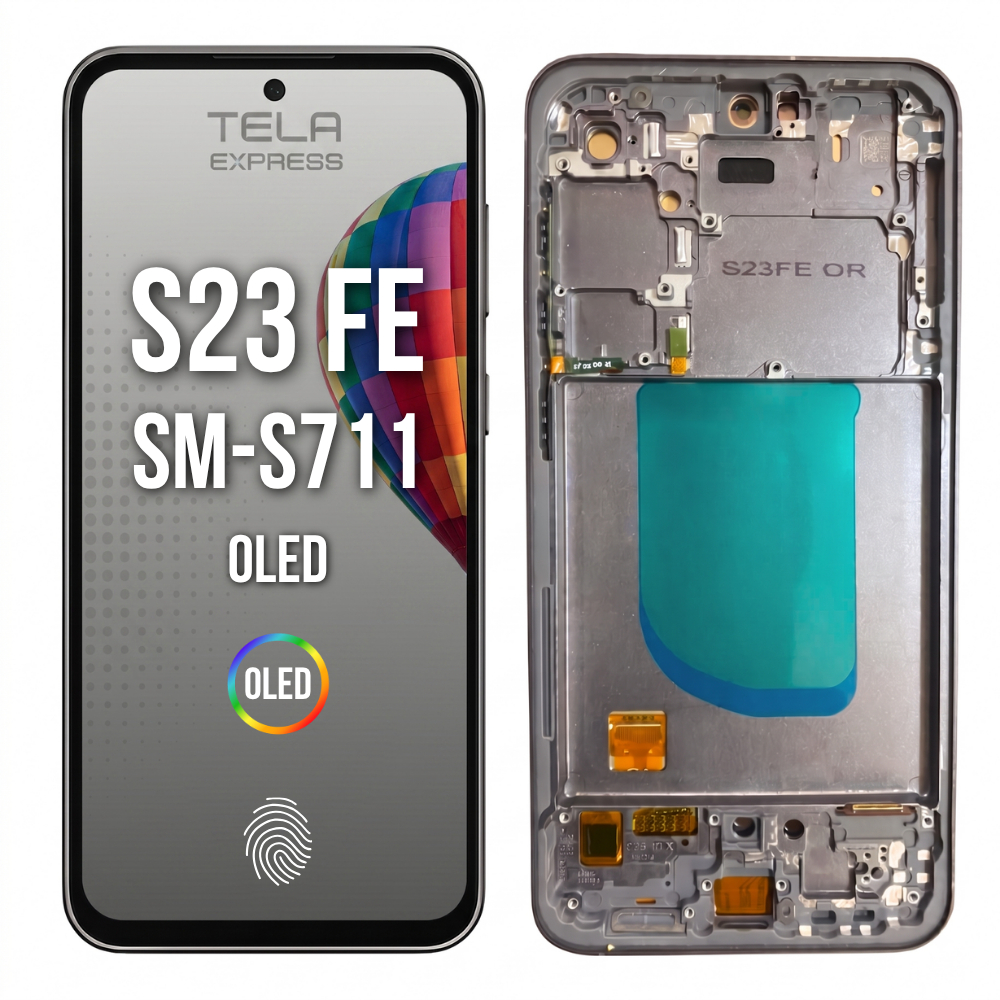 Tela Display Touch Compatível Galaxy S23 Fe S711 Oled Biometria Aro Preto