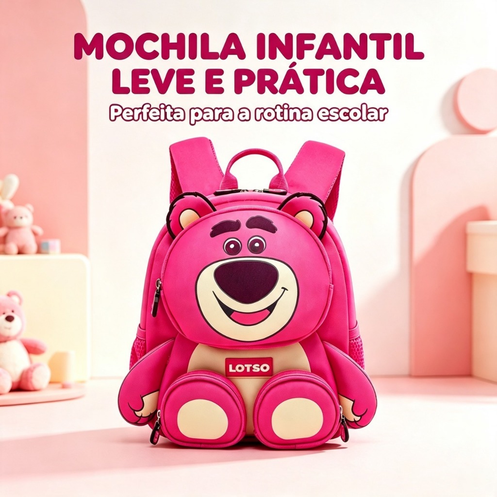 Mochila Infantil Urso Lotso Toy Story Escolar Passeio Disney
