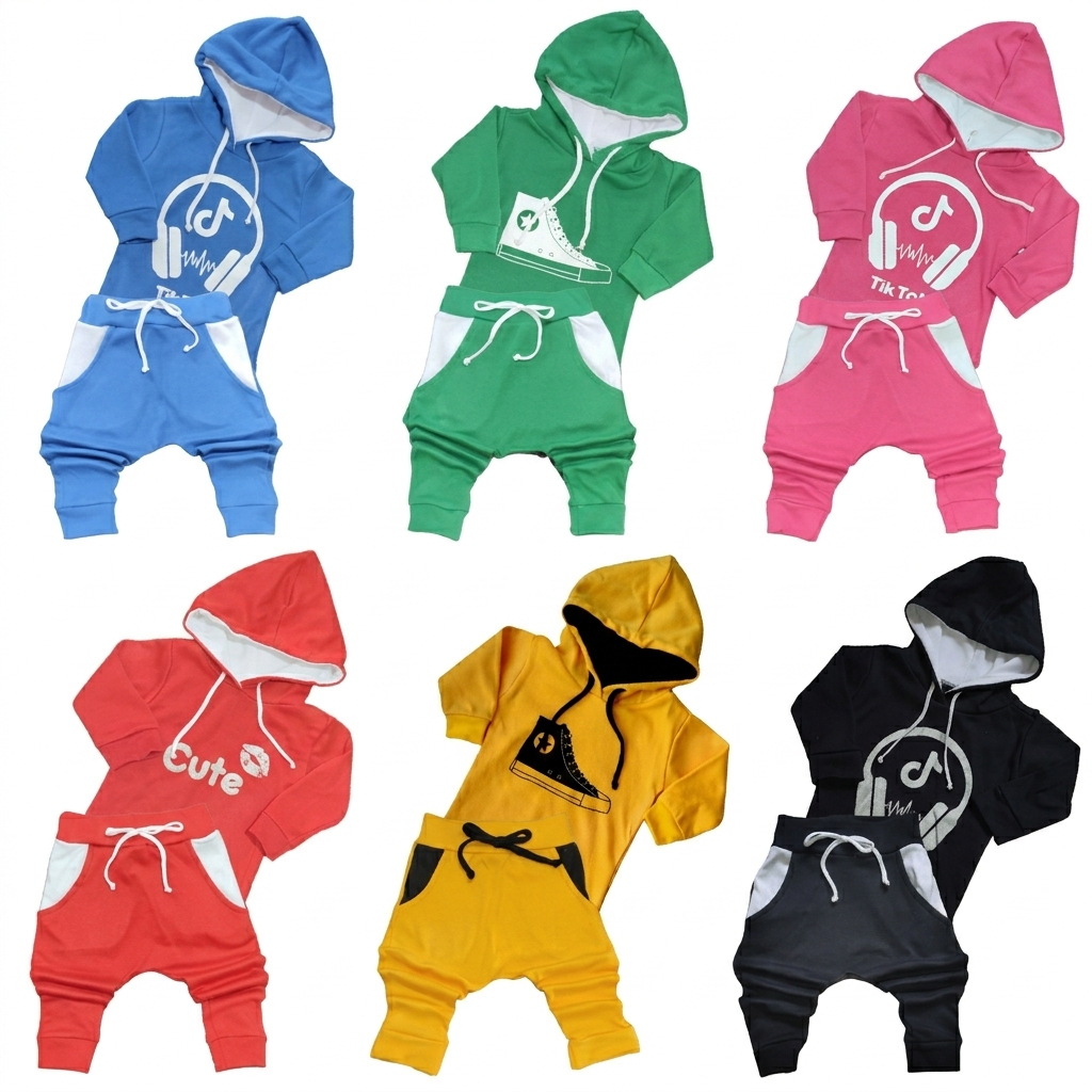 Body bebê manga longa com capuz e calça bebê, inverno/ kit 2 peças. Conjunto infantil/ Menino e Menina