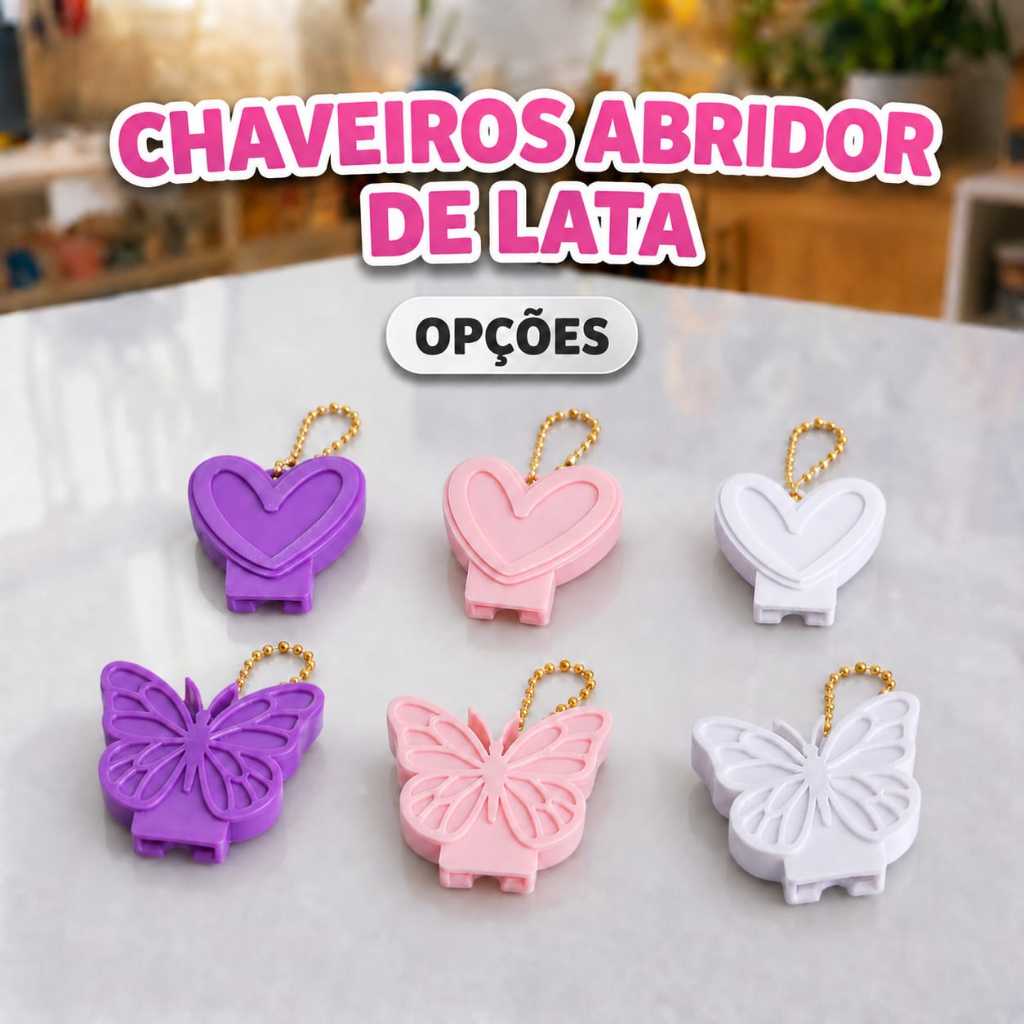 Chaveiro Abridor de Lata | Coração e Borboleta | Lembrancinha e Prensente criativo | kits de 3 / 5 / ou 10 unidades/ 3D