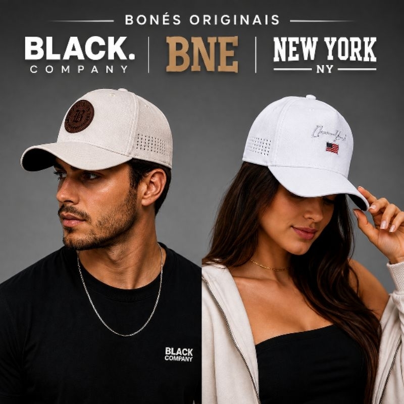 Boné Black.co Bne Usa NewYork city Originais Strapback Premium Aba Curva.