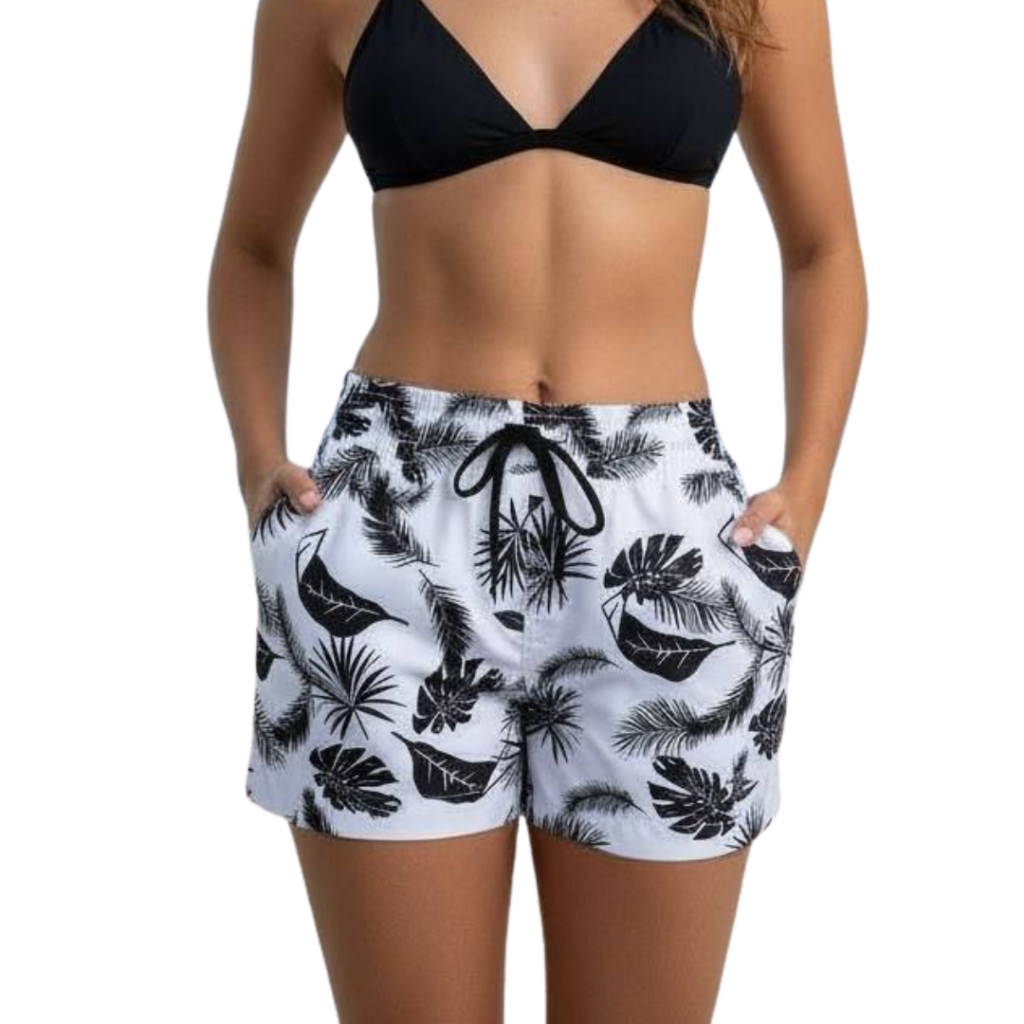 Short Feminino personagem Tactel Com Elastano Saída De Praia Piscina Academia Estampadas Love, amor