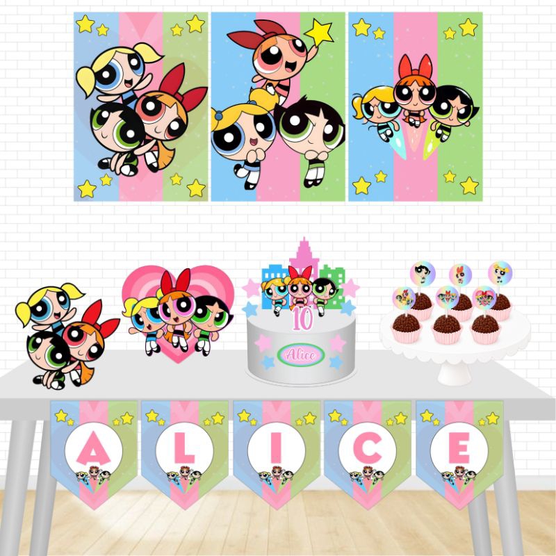 Kit Festa Só um Bolinho-As Meninas Super Poderosas- Decoração Aniversário/Mesversario infantil-Kit Personalizado