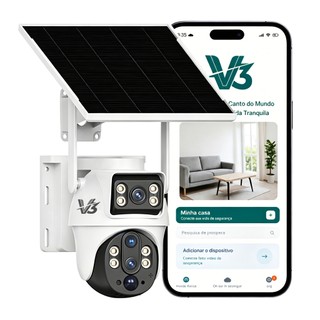 V3 BP909 Câmera Segurança Solar 8MP com Detecção de Movimento e 10X Zoom 4G Câmera Externa