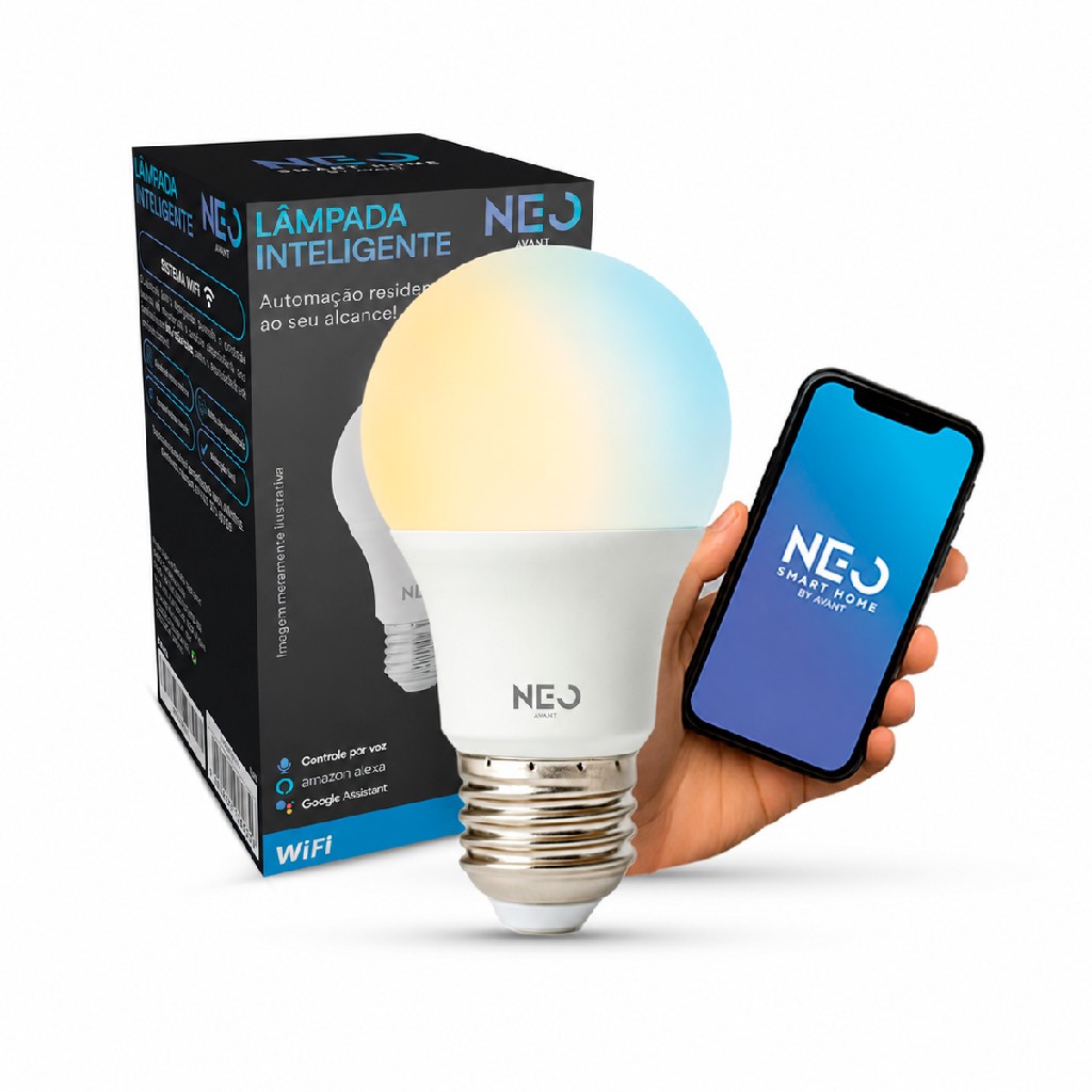 kit 1 a 5 Lampada Led Pera Smart Inteligente Wi Fi 10w 2700K/6500K Frio Quente E