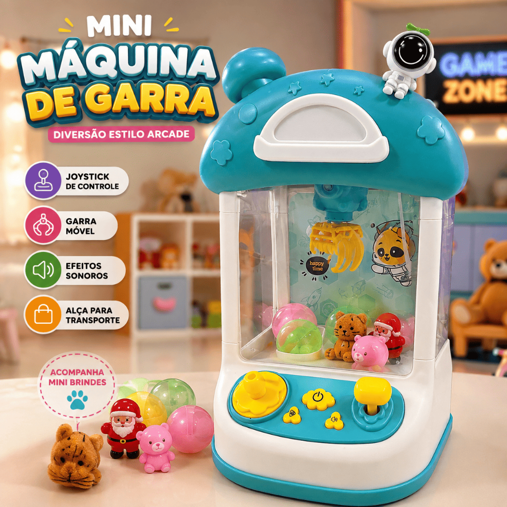Mini Maquina De Pegar Bichinhos Spaceman Brinquedo Infantil Garra Música e Sons Diversão
