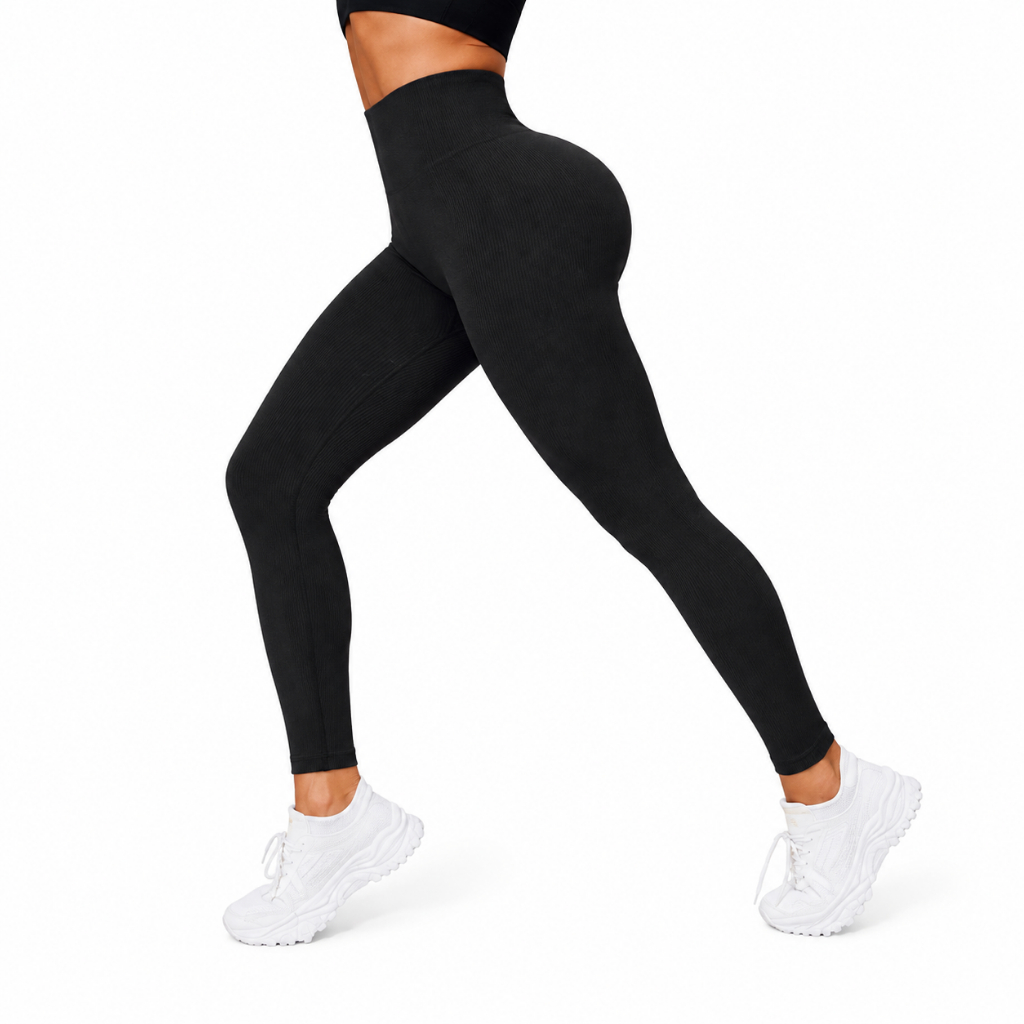 Calça Legging Canelada Feminina Cintura Alta Sem Costura Modeladora Fitness Academia