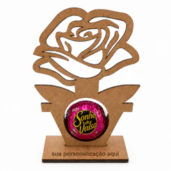 Kit Porta Bombom Personalizado Rosa Flor Em MDF Para Lembrancinha