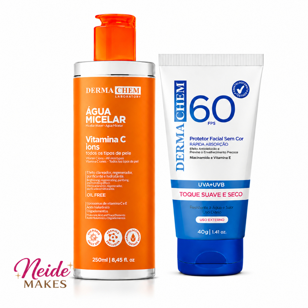 Água Micelar Vitamina C e Protetor Solar Fps Rosto 60 Sem Cor - Dermachem