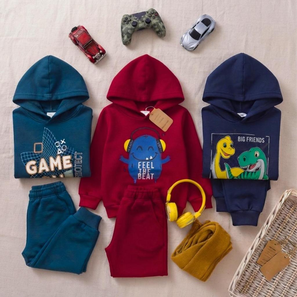 Kit 2 Conjunto Moletom Infantil Inverno Menino Masculino Bebê Flanelado 1ano 2 anos e 3 anos em Algodão