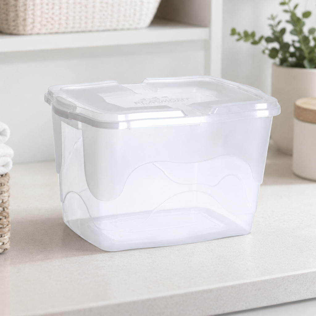 Kit 3 Caixa Organizadora 34L de Plástico Transparente com Tampa Trava Multiuso Grande Resistente