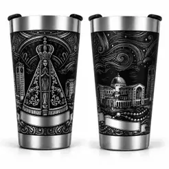 Copo Térmico 473ml Inox Nossa Senhora Aparecida Presente Religioso • Gravação a Laser 360º