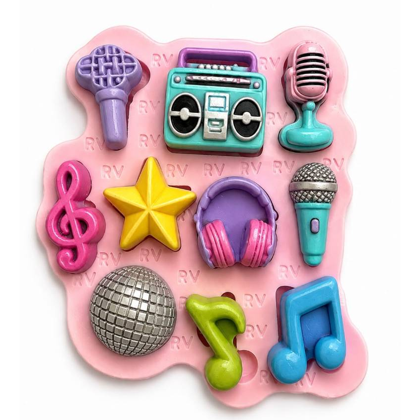 Molde Silicone Aplique Musical - Biscuit, Resina, Aplique, Vela, Confeitaria