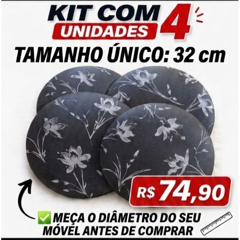 Assentos Estofado com 32 cm para Banquetas Altas e Baixas