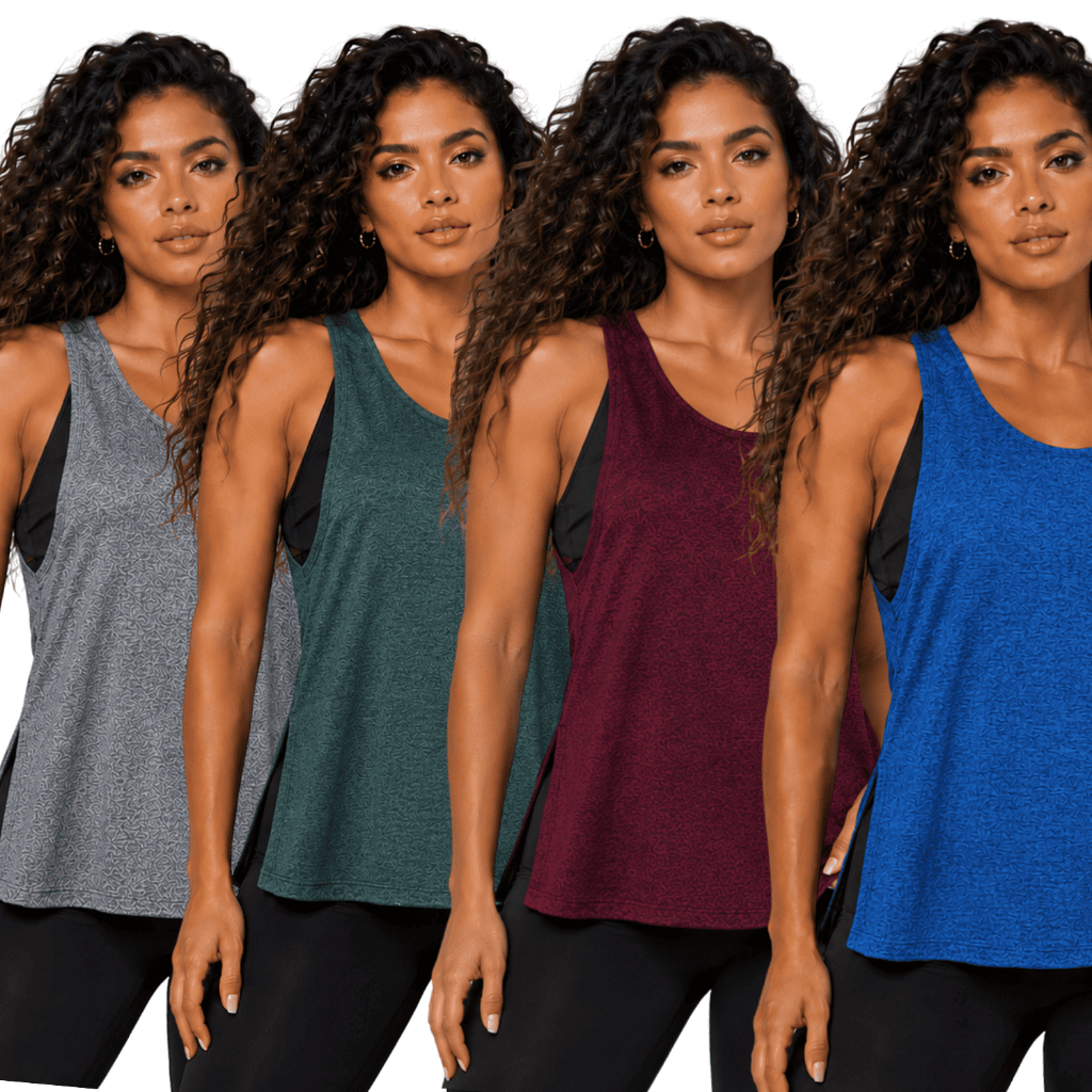 KIT 4 Regatas Feminina Fitness Academia Treino Esportiva Confortável para Exercícios Variados P ao GG