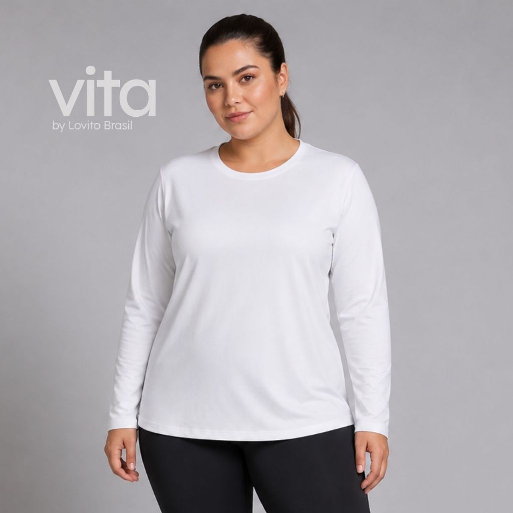 Lovito Plus Size Camiseta Feminina Esportiva De Manga Longa Proteção UV SEB1284B