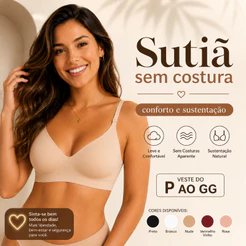 Sutiã Feminino Sem Costura Poliamida Alça Ajustável Confortável com Fecho Reforçado Não Marca |3558| Lançamento