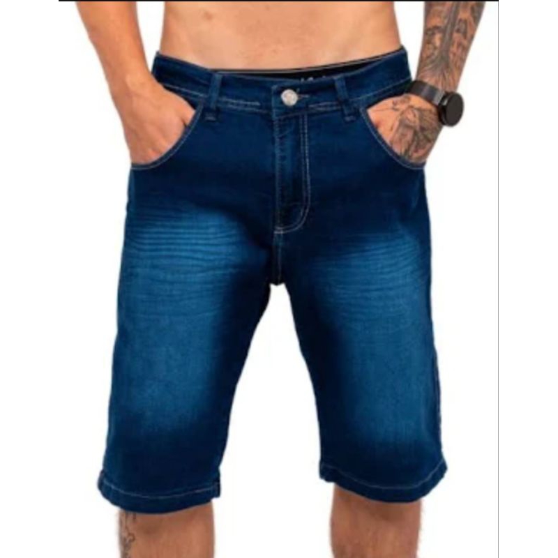 Bermuda jeans elastano masculina kit3 peças tamanho 36 ao 46