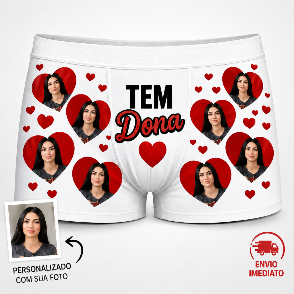 Cueca personalizada com foto coração