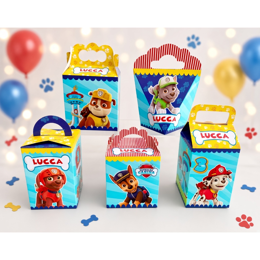Kit Festa Patrulha Canina menino Caixinhas Personalizadas Lembrancinha Aniversário Infantil Patrulha Canina