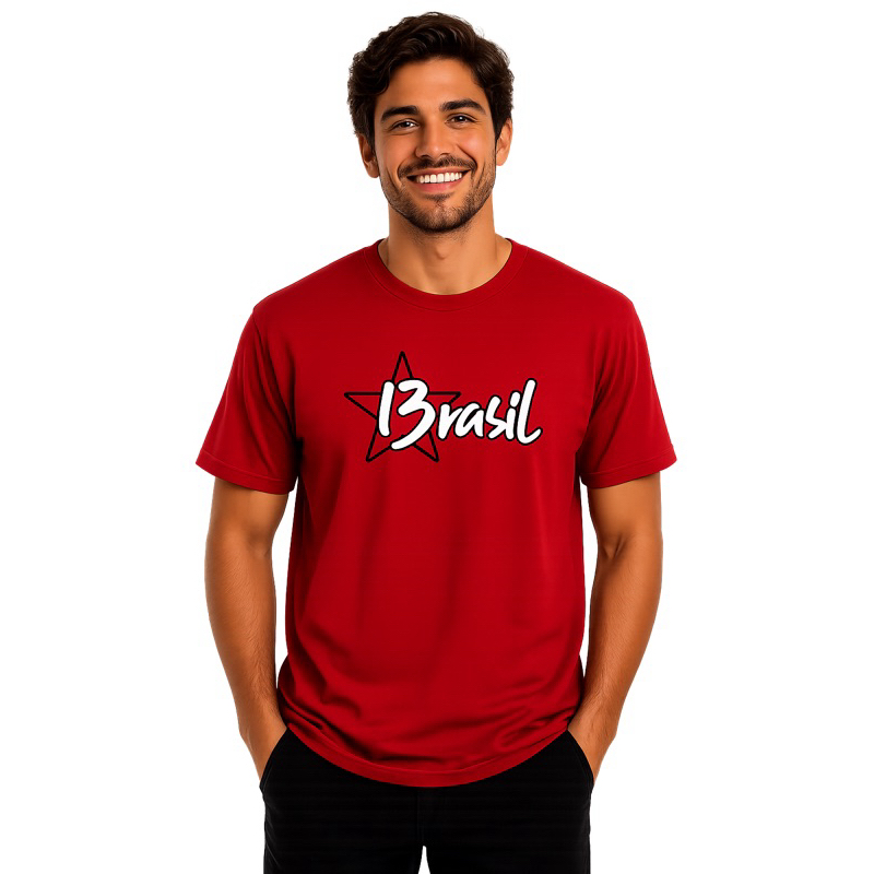 Camiseta unissex Eleições Brasil 13 Estrela Algodão Casual Confortável masculina / feminina