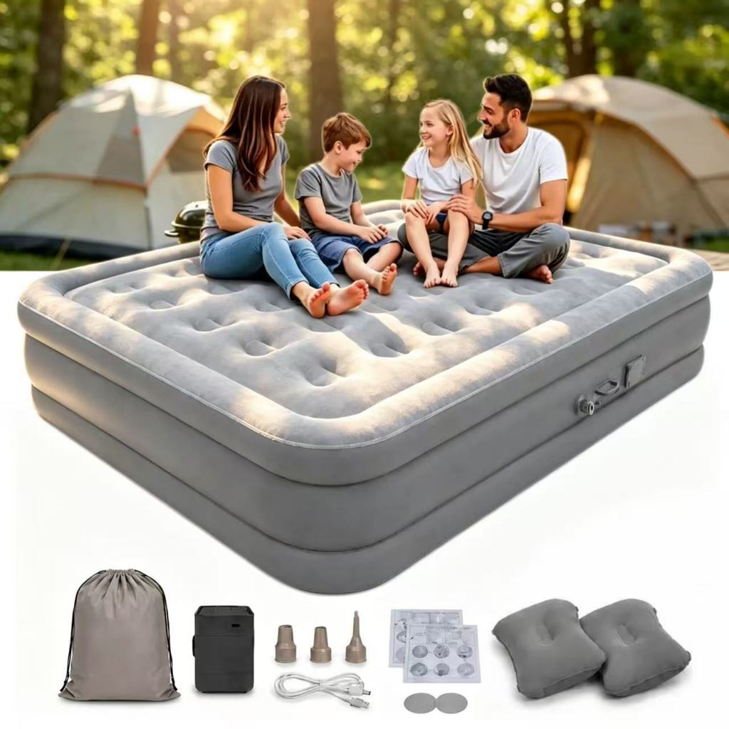 Colchão Inflável Queen Casal Cama De Campanha Bomba Inflável Com Bateria De Lítio Integrada 200*150*40cm