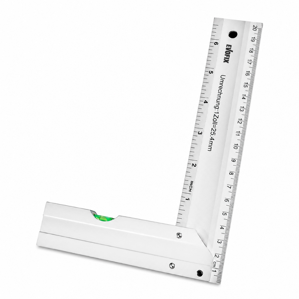 Esquadro 30cm 12" Aço Ferro Nível Régua Alumínio 8" para Marcenaria e Medição