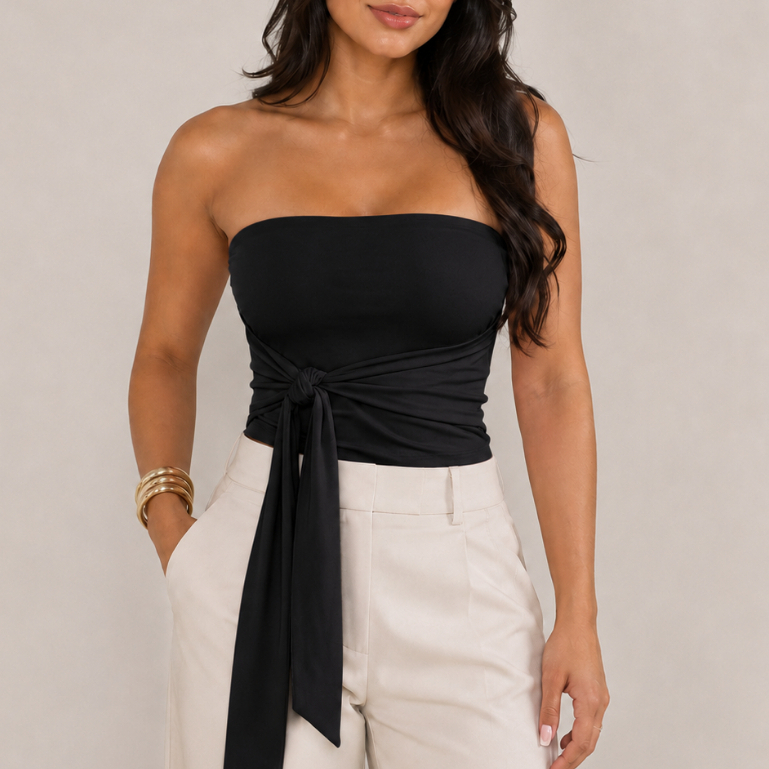Cropped Feminino Tomara Que Caia com Bojo Suplex Premium Amarração Lateral Top Faixa