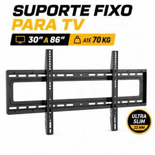 Suporte Universal Smart TV 30 a 86 Polegadas Profissional Reforçado LCD LED 4K Fixo Parede Monitor + Parafusos e Buchas