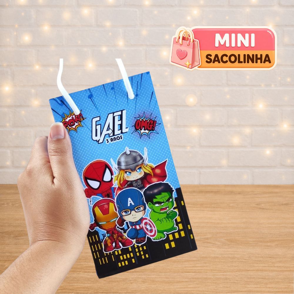 10 a 30 Sacolinha personalizada Pequena - Tema Vingadores Baby - festa infantil -aniversario- lembrancinhas