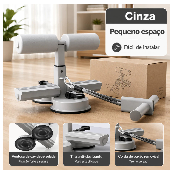 Abdominal Portátil Com Ventosas Fortes 3 Ajustes | Exercício Abdominal Resistente, Treino Casa Academia, Protege Barriga