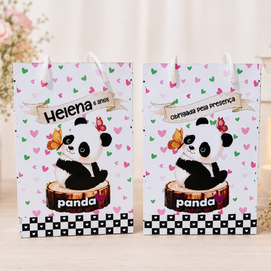 Sacolinha Personalizada - PANDA - Sacolinha Surpresa | Lembrancinha Festa | Pegue e Monte.