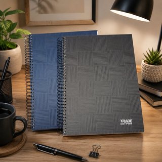Caderno 2027 Anual Preto e Azul para Organização Planejamento e Anotações