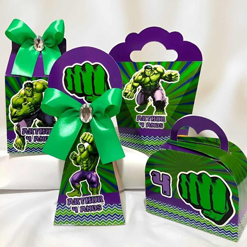 Kit Caixas Personalizadas O INCRÍVEL HULK Lembrancinhas Festa Infantil Aniversário Desmontadas
